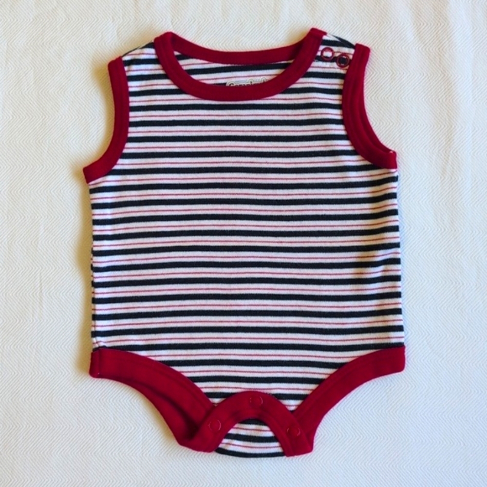 VTG 90s Garanimals Striped Sleeveless Bodysuit Newborn NB Nautical Preppy Retro